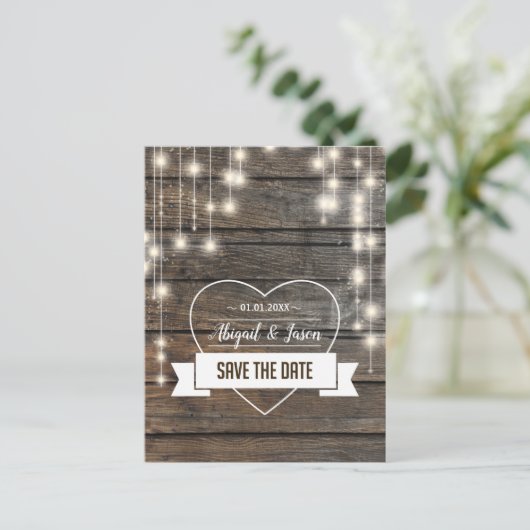 ラブハートライトの文字列日付を保存 案内ポストカード (スタンド正面)