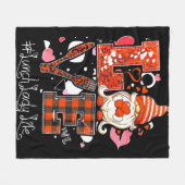 ラブハートランチレディーカフェテリアワーカー格言 フリースブランケット (正面(横))