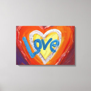 ラブハートリプル絵画ズキャンバスアートプリント キャンバスプリント