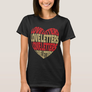ラブハートレターズ金ゴールドレッドグリッター Tシャツ
