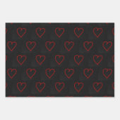 ラブハートレッドグリッターバレンタインズラッピング紙  ラッピングペーパーシート (正面3)