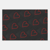 ラブハートレッドグリッターバレンタインズラッピング紙  ラッピングペーパーシート (正面2)