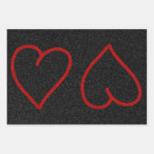 ラブハートレッドグリッターバレンタインズラッピング紙  ラッピングペーパーシート (正面)