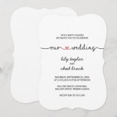 ラブハートレッド私たちの結婚式招待状 招待状 (正面/裏面)