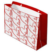 ラブハートワードアートレッドパターンバレンタイン ラージペーパーバッグ (裏面アングル)