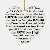 ラブハートワードクラウド – 黒 セラミックオーナメント (裏面)