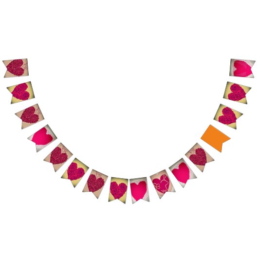 ラブハートヴィンテージ婚約パーティ バンティングフラッグ (全)