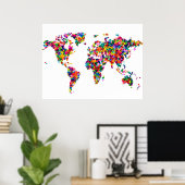 ラブハート世界地図 ポスター (ホームオフィス)