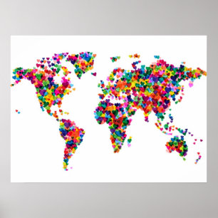 ラブハート世界地図 ポスター