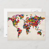 ラブハート世界地図 ポストカード (正面/裏面)