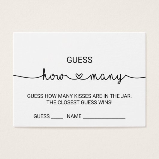 ラブハート数を推測するキスゲームカード (正面)