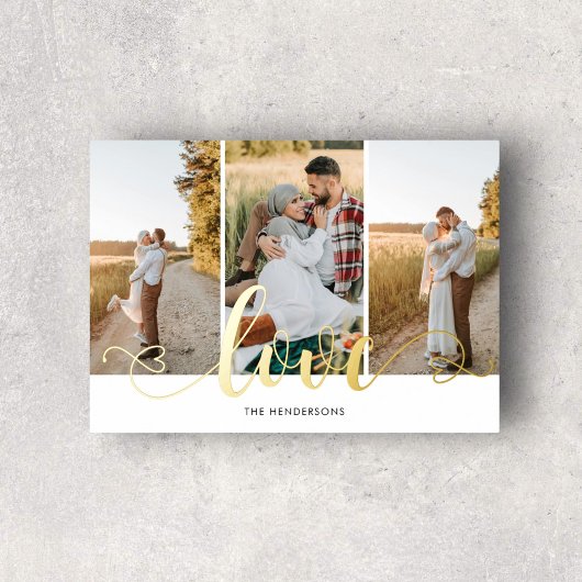 ラブハート書道3写真白 箔ポスター