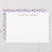 ラブハート柄のオリジナル名入れ ノートカード (正面/裏面)