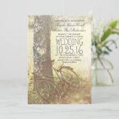 ラブハート樺の木ツリーと自転車ラスティック結婚ズ 招待状 (スタンド正面)