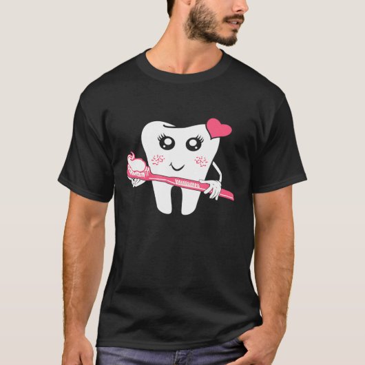 ラブハート歯科歯ブラシアート歯科医院 Tシャツ (正面)