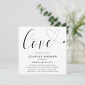 ラブハート白黒カップルモダンシャワー 招待状 (スタンド正面)