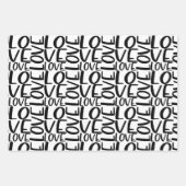 ラブハート白黒バレンタイン ラッピングペーパーシート (正面3)