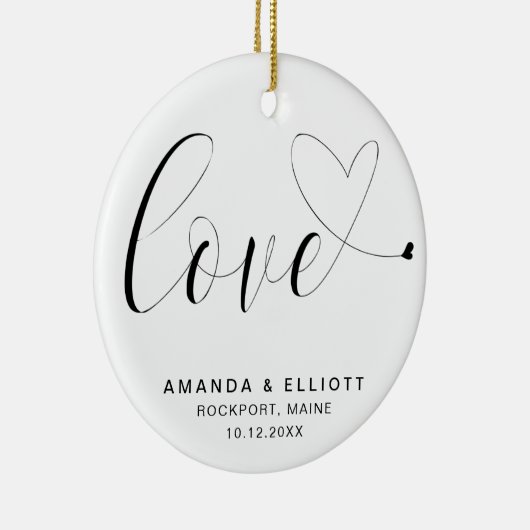 ラブハート白黒結婚式の引き出物 セラミックオーナメント (右)