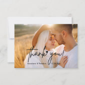 ラブハート結婚のフォトシックなスクリプパーソナライズされたト サンキューカード (正面)