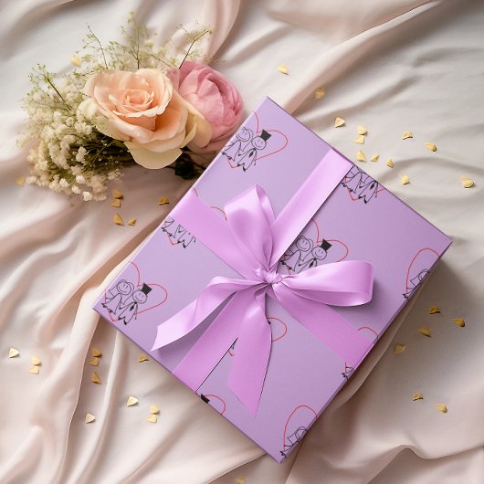 ラブハート結婚カップル ラッピングペーパー