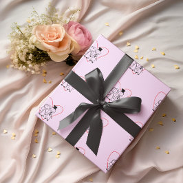 ラブハート結婚カップル ラッピングペーパー