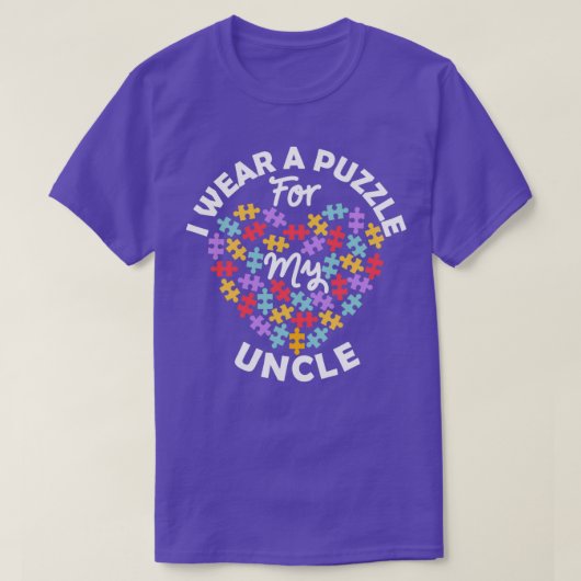 ラブハート自閉症意識I衣服アパズルおじさん Tシャツ (デザイン正面)