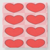 ラブハート赤い四角 ストーンコースター (正面)