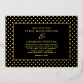 ラブハート金ゴールドブラック結婚ズフォイル招待状 箔招待状 (正面)