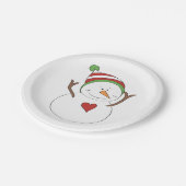 ラブハート雪だるま ペーパープレート (アングル)
