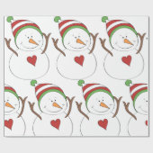 ラブハート雪だるま ラッピングペーパー (フラット)
