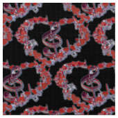 ラブハート音楽シンボルパターン ファブリック (クローズアップ)