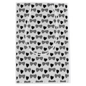 ラブハート黒と灰色 ミディアムペーパーバッグ (正面)