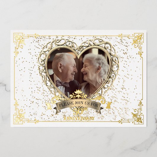 ラブハート50周年記念お祝いパーティー 箔招待状 (正面)