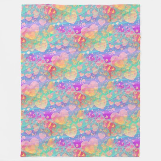 ラブハート – シームレスパターン1 フリースブランケット (正面)