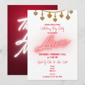 ラブハート バレンタインデーパーティー 招待状 (正面/裏面)