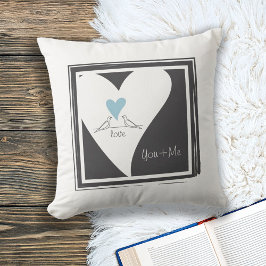 ラブハート ライトブルー シンプル モダンな鳥たち クッション