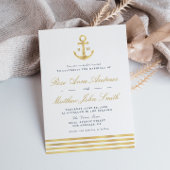 ラブバイザシー金ゴールド航海のいかりネイビー結婚ズ 招待状