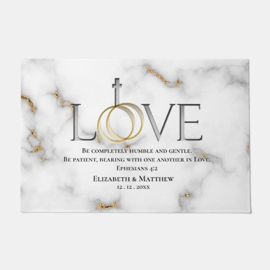 ラブバイブル聖なる書物、 経典詩エペソ4:2 ドアマット (正面)