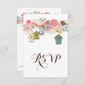 ラブバカラフルードアンドバードハウスRSVP招待状 出欠カード (正面/裏面)