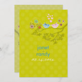 ラブバキスをするードフローティングハート/水玉模様 招待状 (正面/裏面)