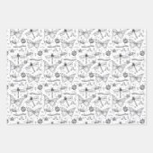 ラブバグかわいい虫バタフライ、レディーバグ&ハート ラッピングペーパーシート (正面)