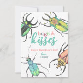 ラブバグとキスの水彩 ヴァレンタインデー シーズンカード (正面)