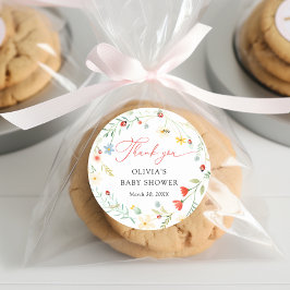 ラブバグガーデンワイルドフラワーベビーシャワーありがとう ラウンドシール