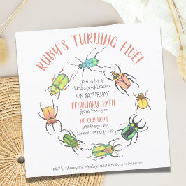 ラブバグサークルウォーターカラーカブトムシ誕生日 招待状