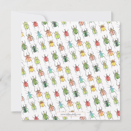 ラブバグサークルウォーターカラーカブトムシ誕生日 招待状 (裏面)