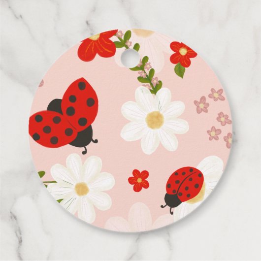 ラブバグデイジーかわいいラディバグ赤ちゃんシャワーの好意 フェイバータグ (裏面)