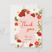 ラブバグデイジーかわいいラディバグ赤ちゃんシャワー サンキューカード (正面)