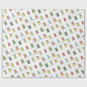 ラブバグバレンタインカブトムシカラフルおもしろい ラッピングペーパー (フラット)