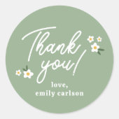 ラブバグフローラセージ緑のベビーガールシャワー ラウンドシール (正面)