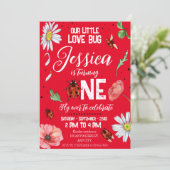 ラブバグ水色かわいい誕生日ガール 招待状 (スタンド正面)